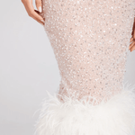 LuLu White Embellished Feathered Midi Dress - Endless - UAE Rental and Resale for Women's Fashion