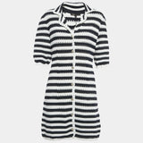 Rosette - Striped crochet-effect dress