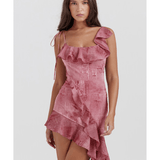 Lyrah Pink Print Ruffle Mini Dress - Endless - UAE Rental and Resale for Women's Fashion