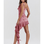 Lyrah Pink Print Ruffle Mini Dress - Endless - UAE Rental and Resale for Women's Fashion