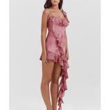 Lyrah Pink Print Ruffle Mini Dress - Endless - UAE Rental and Resale for Women's Fashion