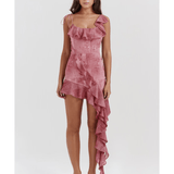 Lyrah Pink Print Ruffle Mini Dress - Endless - UAE Rental and Resale for Women's Fashion