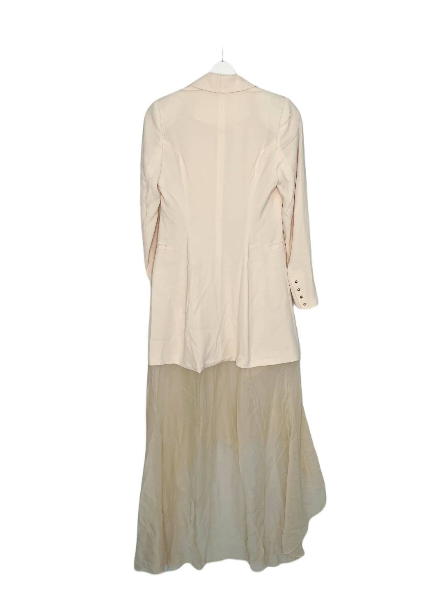 Ivory tux-style maxi dress with sheer lower panel and long sleeves — Haute Hippie | Endless UAE