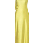 Yellow one-shoulder satin maxi dress with asymmetric neckline and draped detail — Baobab | Endless UAE