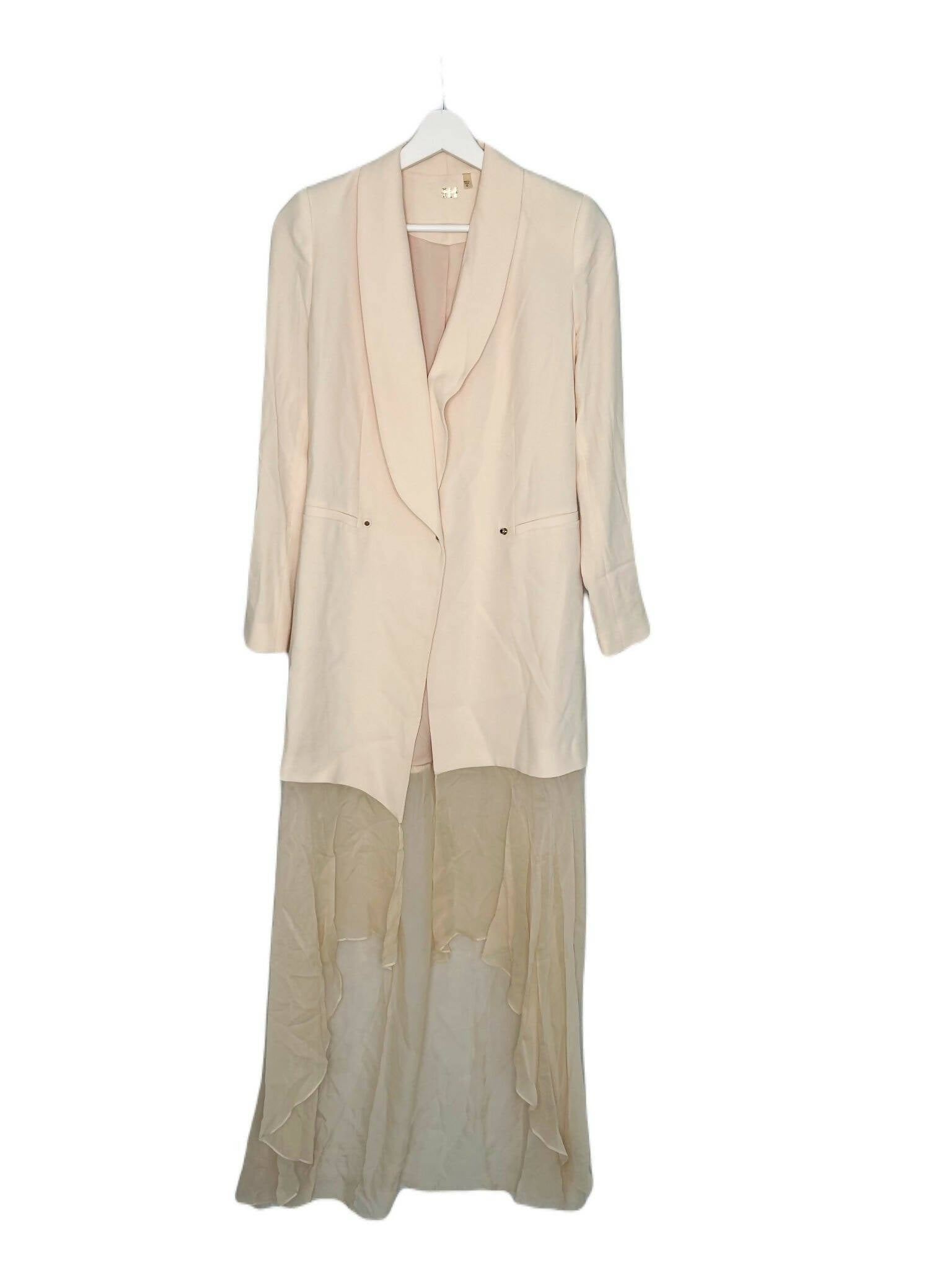 Ivory tux-style maxi dress with sheer lower panel and long sleeves — Haute Hippie | Endless UAE