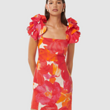 Mackenzie Printed Ruffled Sleeves Sheath Dress - Endless - UAE Rental and Resale for Women's Fashion