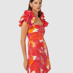 Mackenzie Printed Ruffled Sleeves Sheath Dress - Endless - UAE Rental and Resale for Women's Fashion
