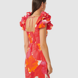 Mackenzie Printed Ruffled Sleeves Sheath Dress - Endless - UAE Rental and Resale for Women's Fashion