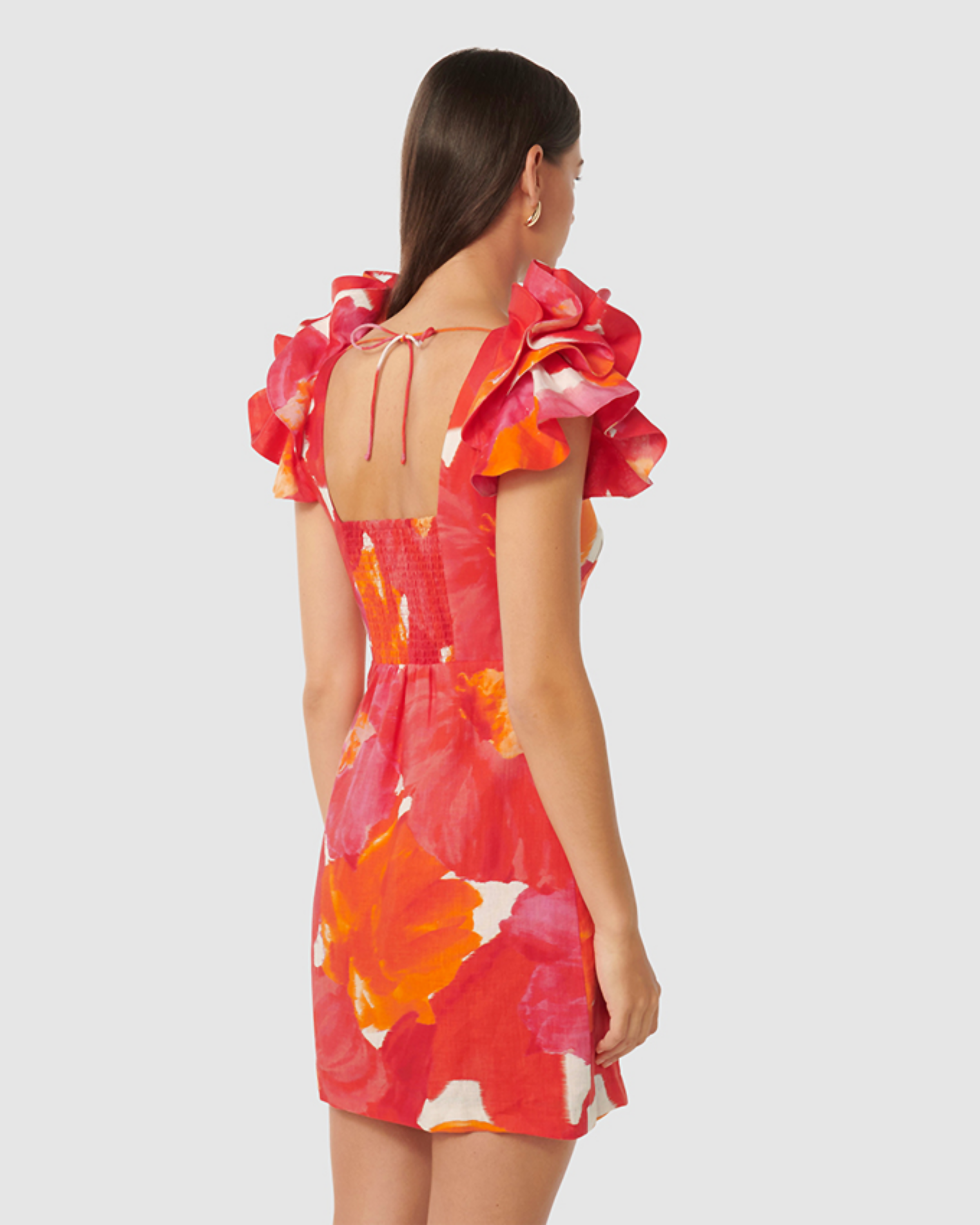 Mackenzie Printed Ruffled Sleeves Sheath Dress - Endless - UAE Rental and Resale for Women's Fashion