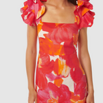 Mackenzie Printed Ruffled Sleeves Sheath Dress - Endless - UAE Rental and Resale for Women's Fashion