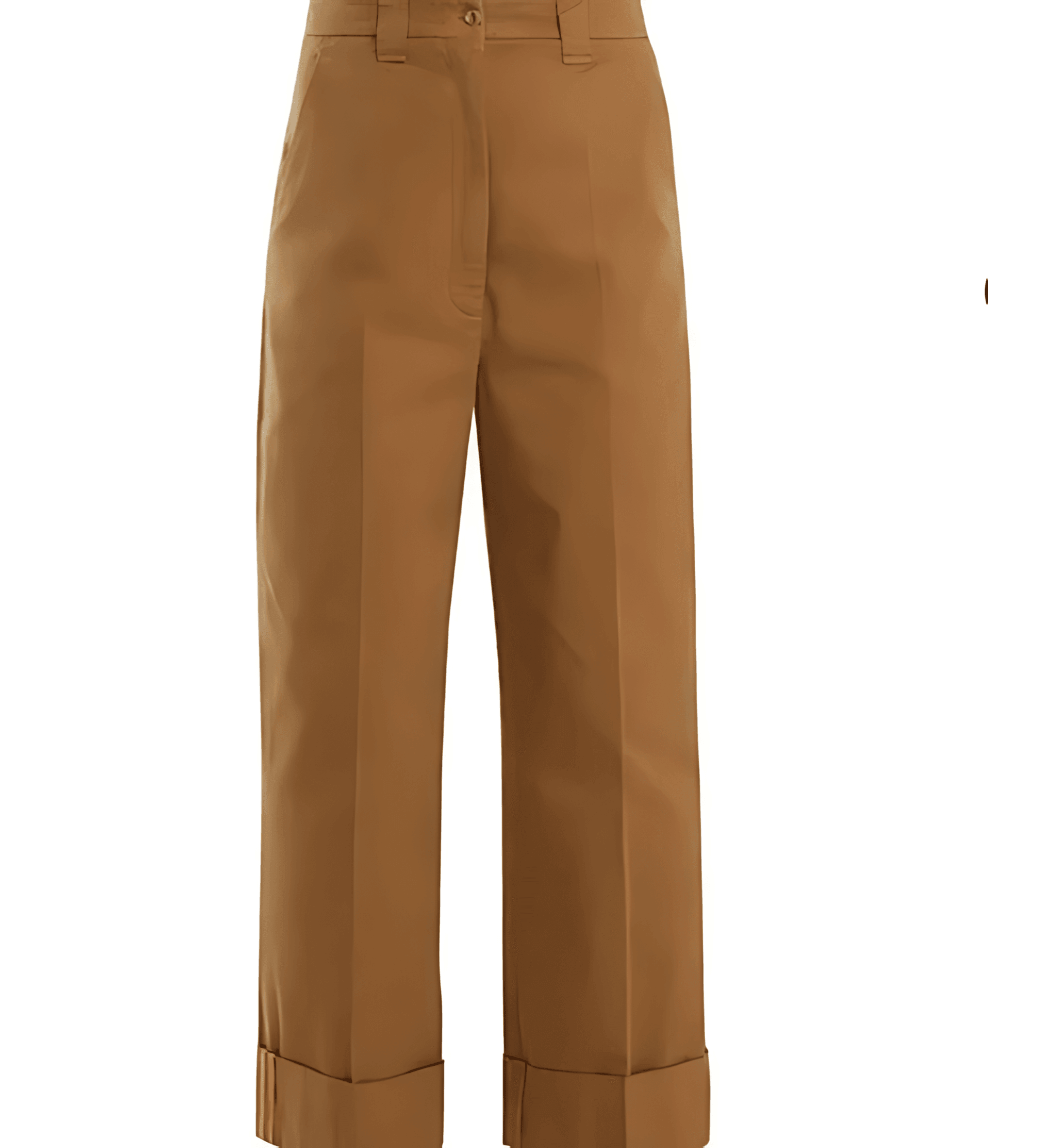 Camel brown cotton chino trousers with wide-leg silhouette and folded cuffs — Acne Studios | Endless UAE