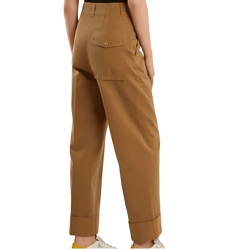 Camel chinos with back pocket detail and rolled cuffs, rear view — Acne Studios | Endless UAE