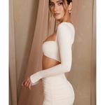 Maeva Long Sleeve Ruched Crop Top - Endless - UAE Rental and Resale for Women's Fashion