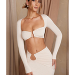 Maeva Long Sleeve Ruched Crop Top - Endless - UAE Rental and Resale for Women's Fashion