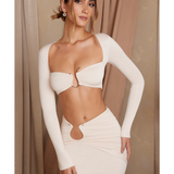 Maeva Long Sleeve Ruched Crop Top - Endless - UAE Rental and Resale for Women's Fashion