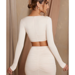 Maeva Long Sleeve Ruched Crop Top - Endless - UAE Rental and Resale for Women's Fashion