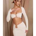 Maeva Long Sleeve Ruched Crop Top - Endless - UAE Rental and Resale for Women's Fashion