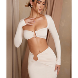 Maeva Long Sleeve Ruched Crop Top - Endless - UAE Rental and Resale for Women's Fashion
