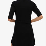 Black ribbed buttoned stretch-knit mini dress with half sleeves — Maje | Endless UAE
