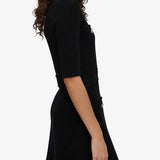 Black ribbed buttoned stretch-knit mini dress with half sleeves — Maje | Endless UAE