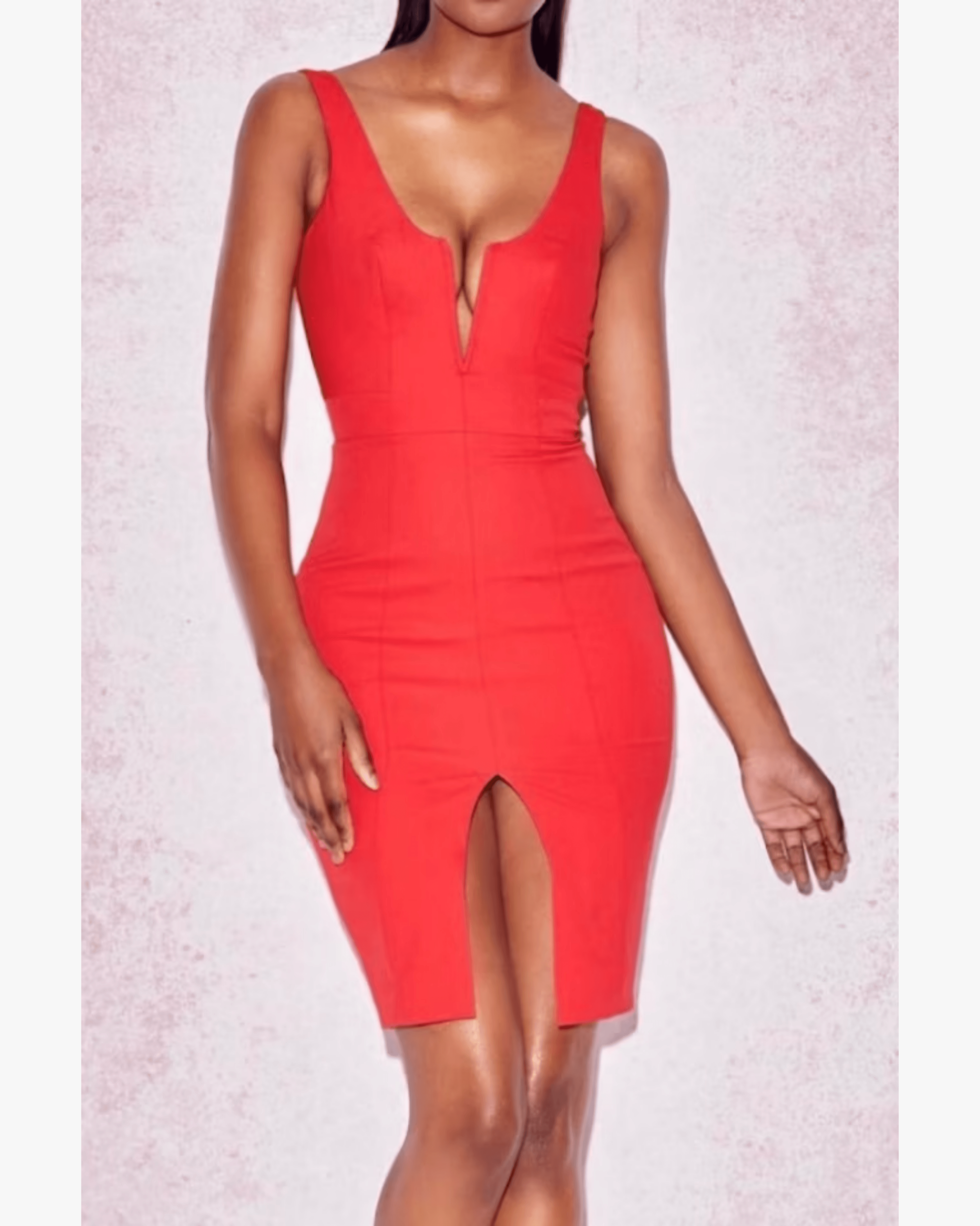 Majka Red Slit Front Dress - Endless - UAE Rental and Resale for Women's Fashion