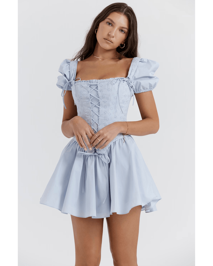 Maribel Broderie Corset Mini Dress - Endless - UAE Rental and Resale for Women's Fashion