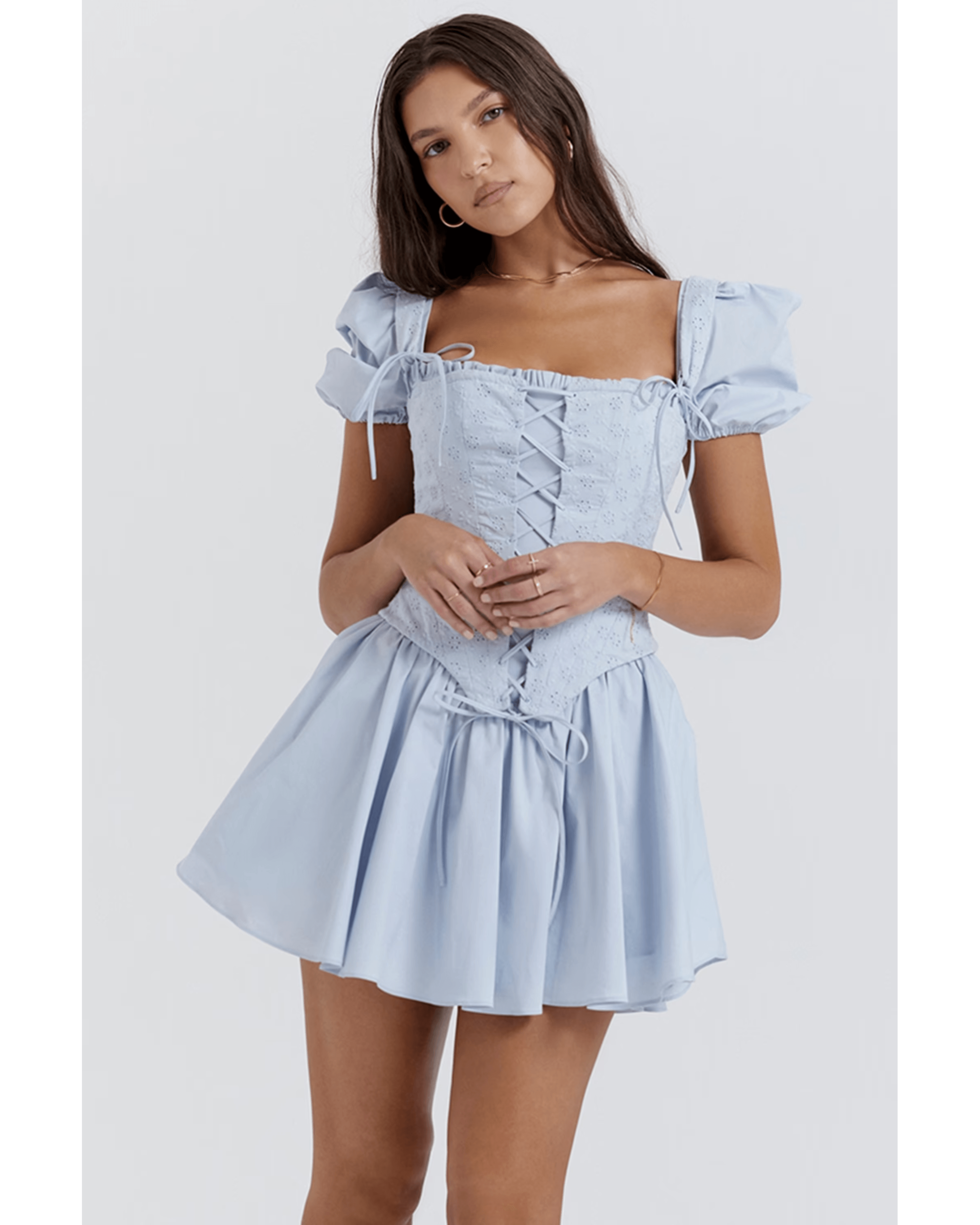 Maribel Broderie Corset Mini Dress - Endless - UAE Rental and Resale for Women's Fashion