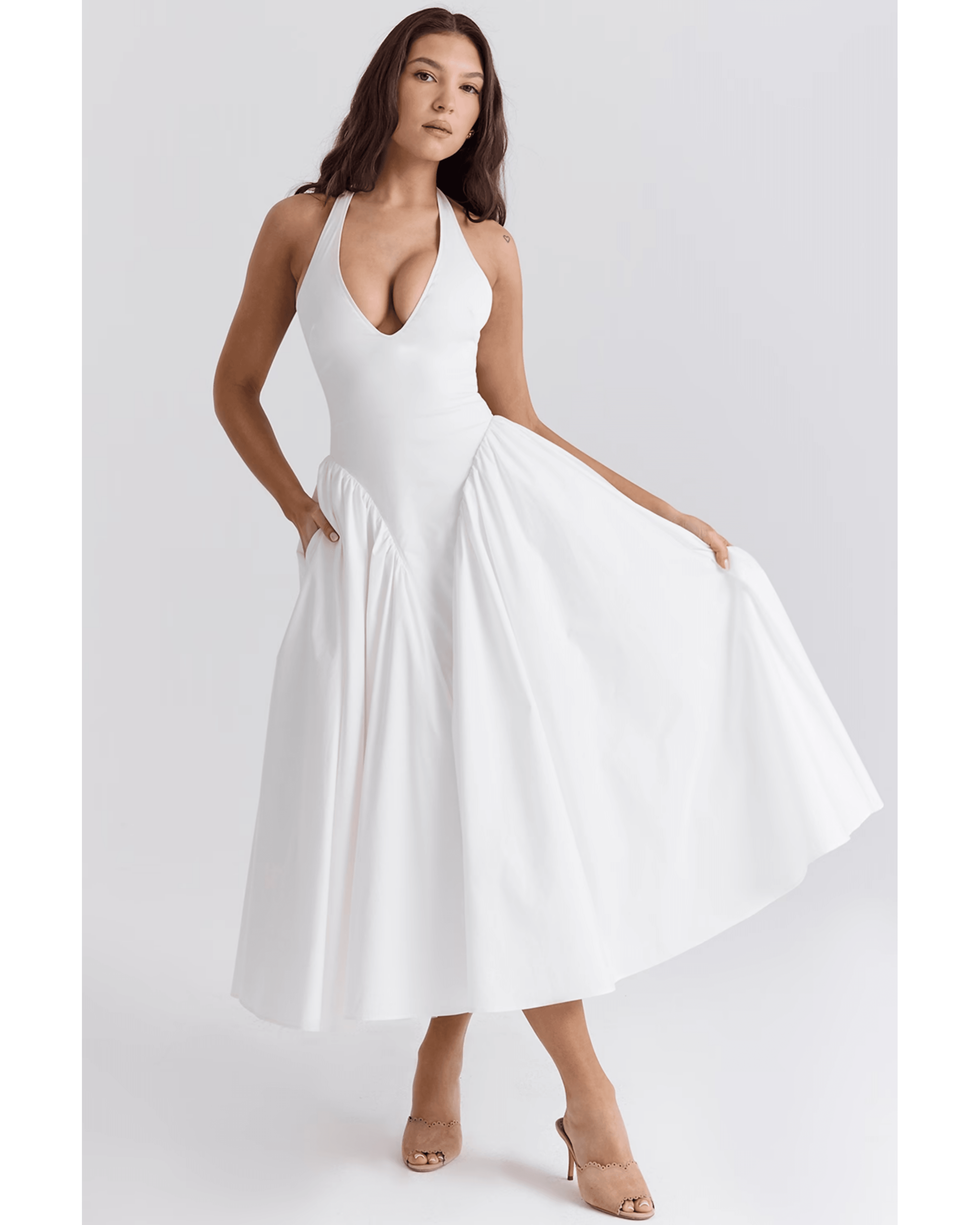 Marilyn Cotton Halter Midi Sundress - Endless - UAE Rental and Resale for Women's Fashion