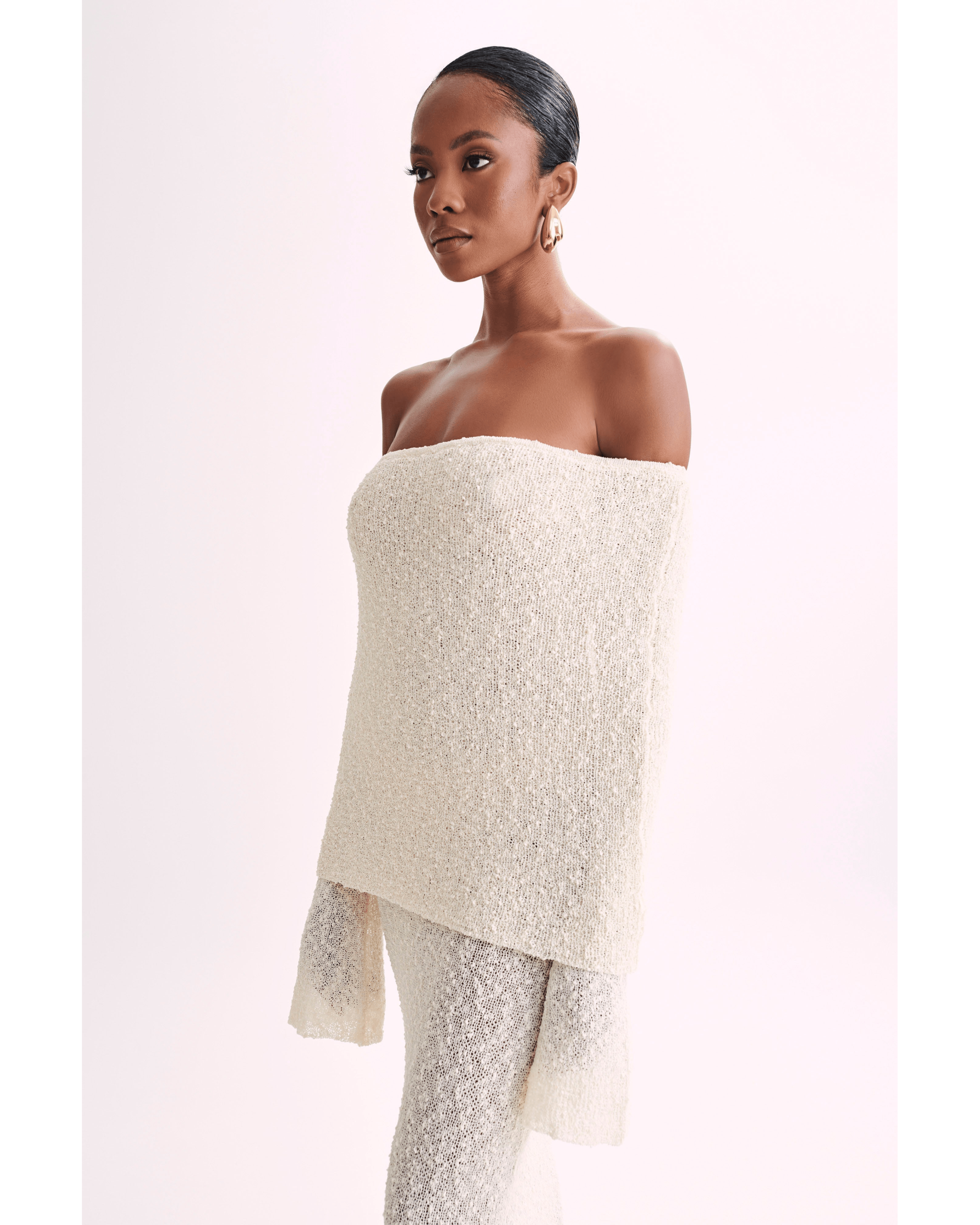 Marisol Off Shoulder Boucle Maxi Dress - Endless - UAE Rental and Resale for Women's Fashion