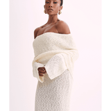 Marisol Off Shoulder Boucle Maxi Dress - Endless - UAE Rental and Resale for Women's Fashion