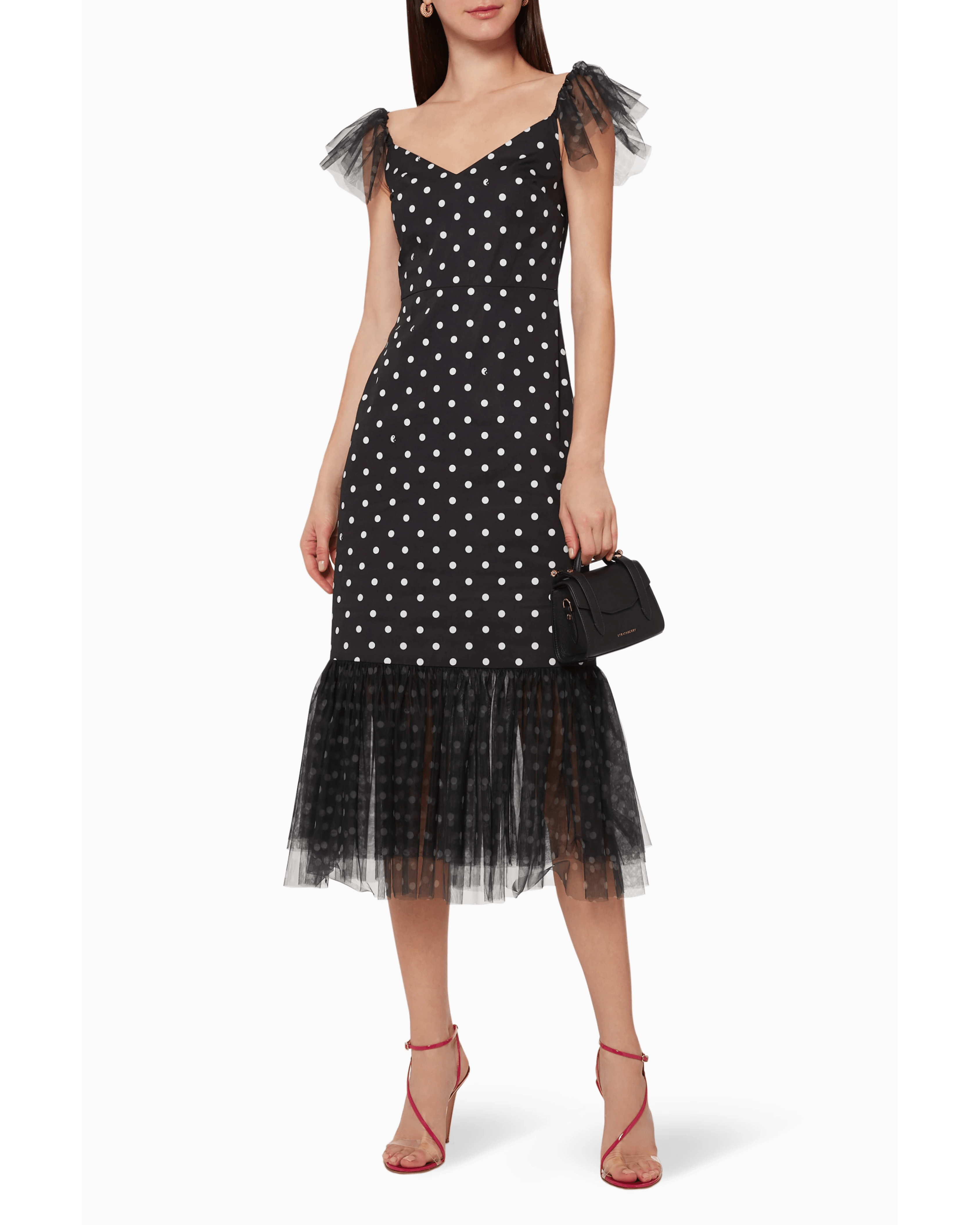 Marwa Polka-Dot Tulle Midi Dress - Endless - UAE Rental and Resale for Women's Fashion