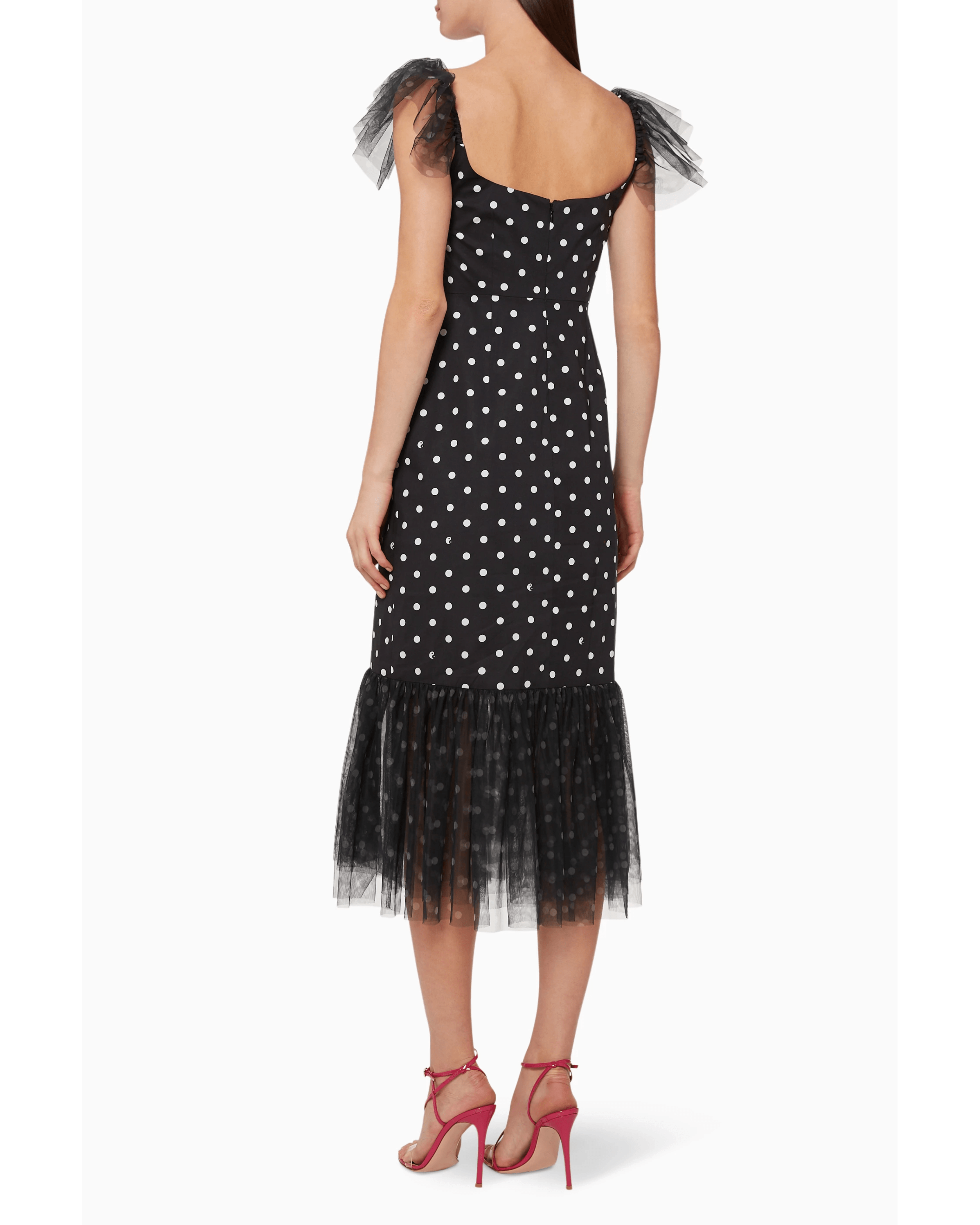 Marwa Polka-Dot Tulle Midi Dress - Endless - UAE Rental and Resale for Women's Fashion