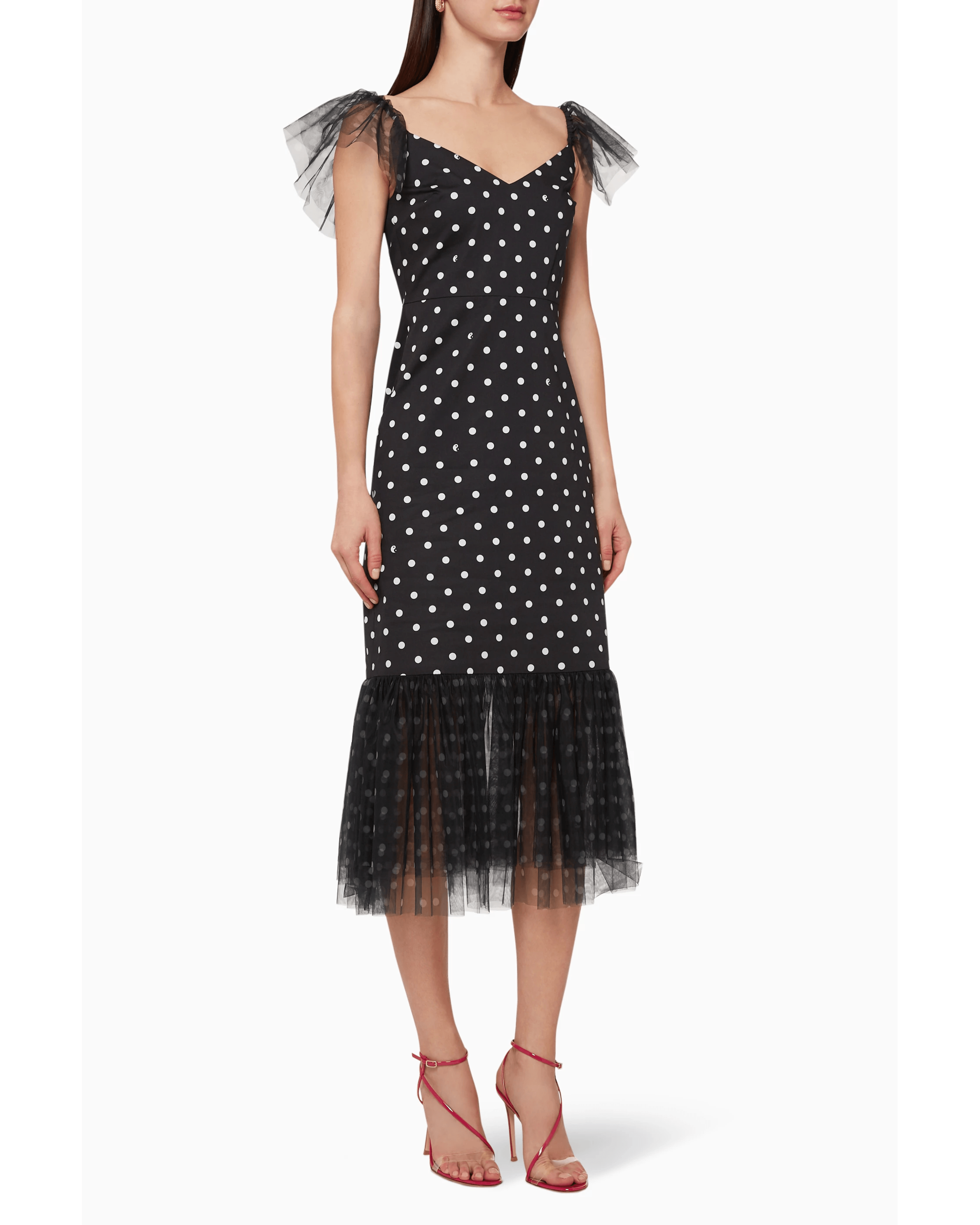 Marwa Polka-Dot Tulle Midi Dress - Endless - UAE Rental and Resale for Women's Fashion