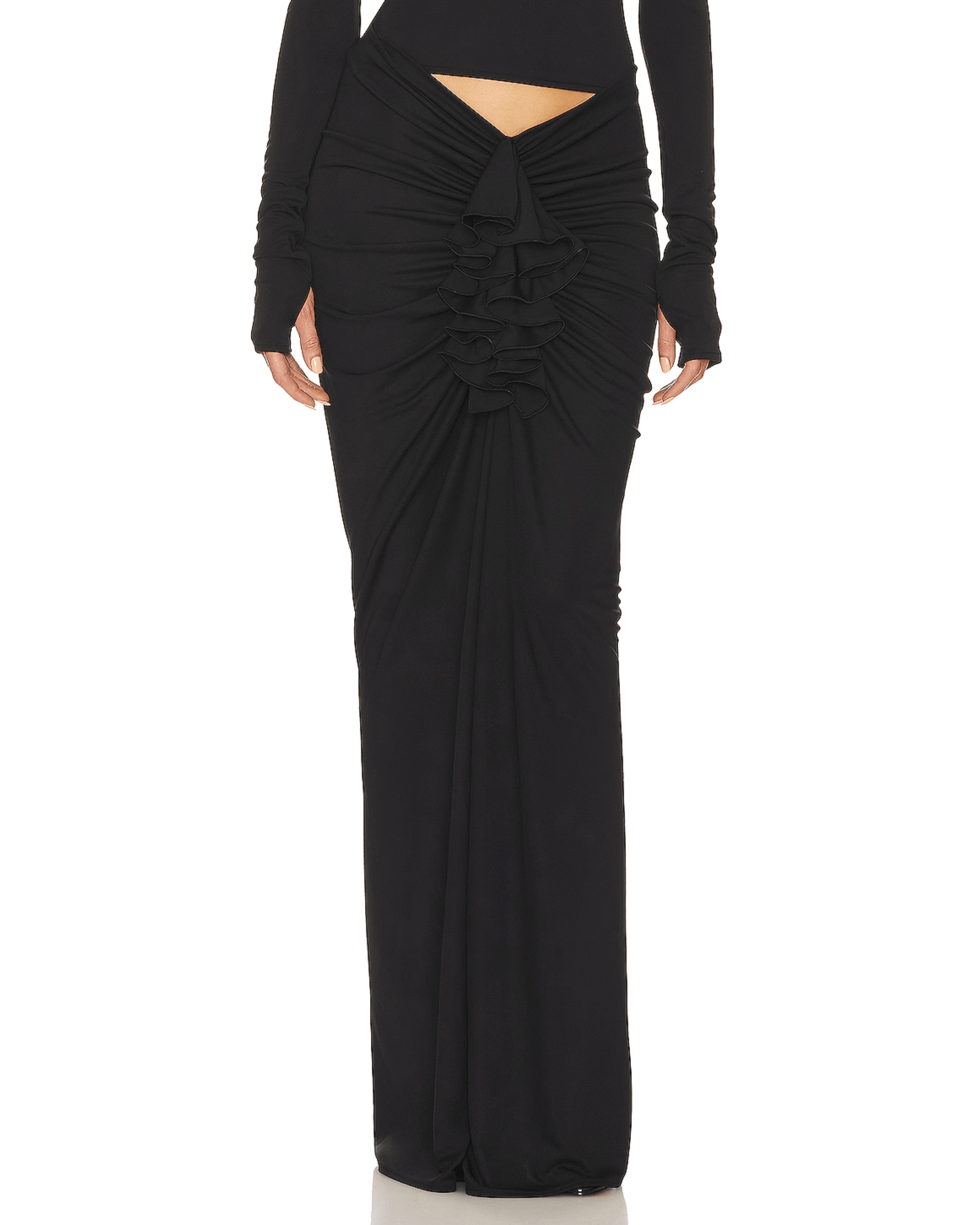 Matte Jersey Long Ruched Skirt - Endless - UAE Rental and Resale for Women's Fashion