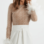 Medina Embellished Feather Cuff Mini Dress - Endless - UAE Rental and Resale for Women's Fashion