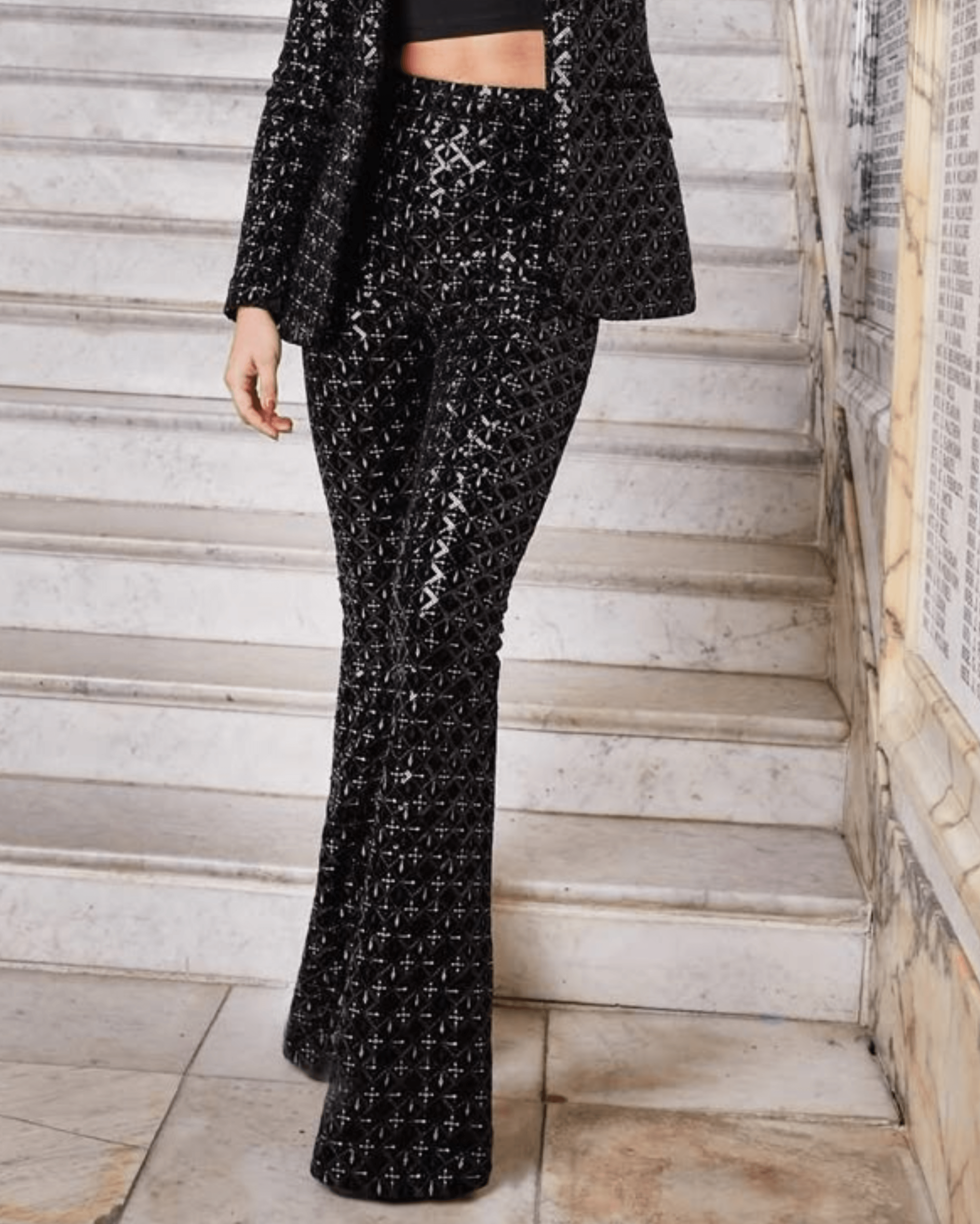Meghan Black Sequin Trouser - Endless - UAE Rental and Resale for Women's Fashion