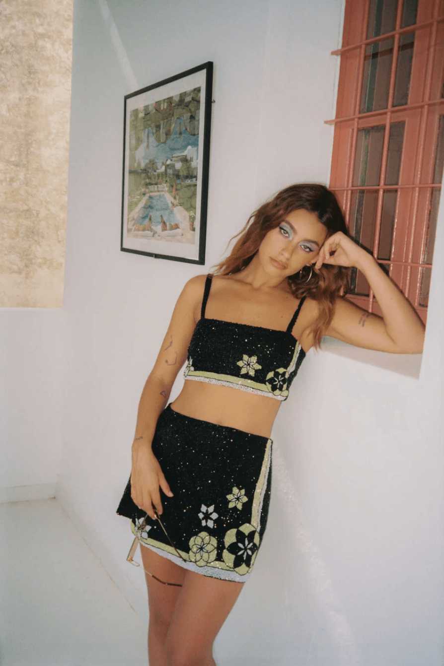 Mei Luxe Embellished Co-ord Set in Black - Endless - UAE Rental and Resale for Women's Fashion