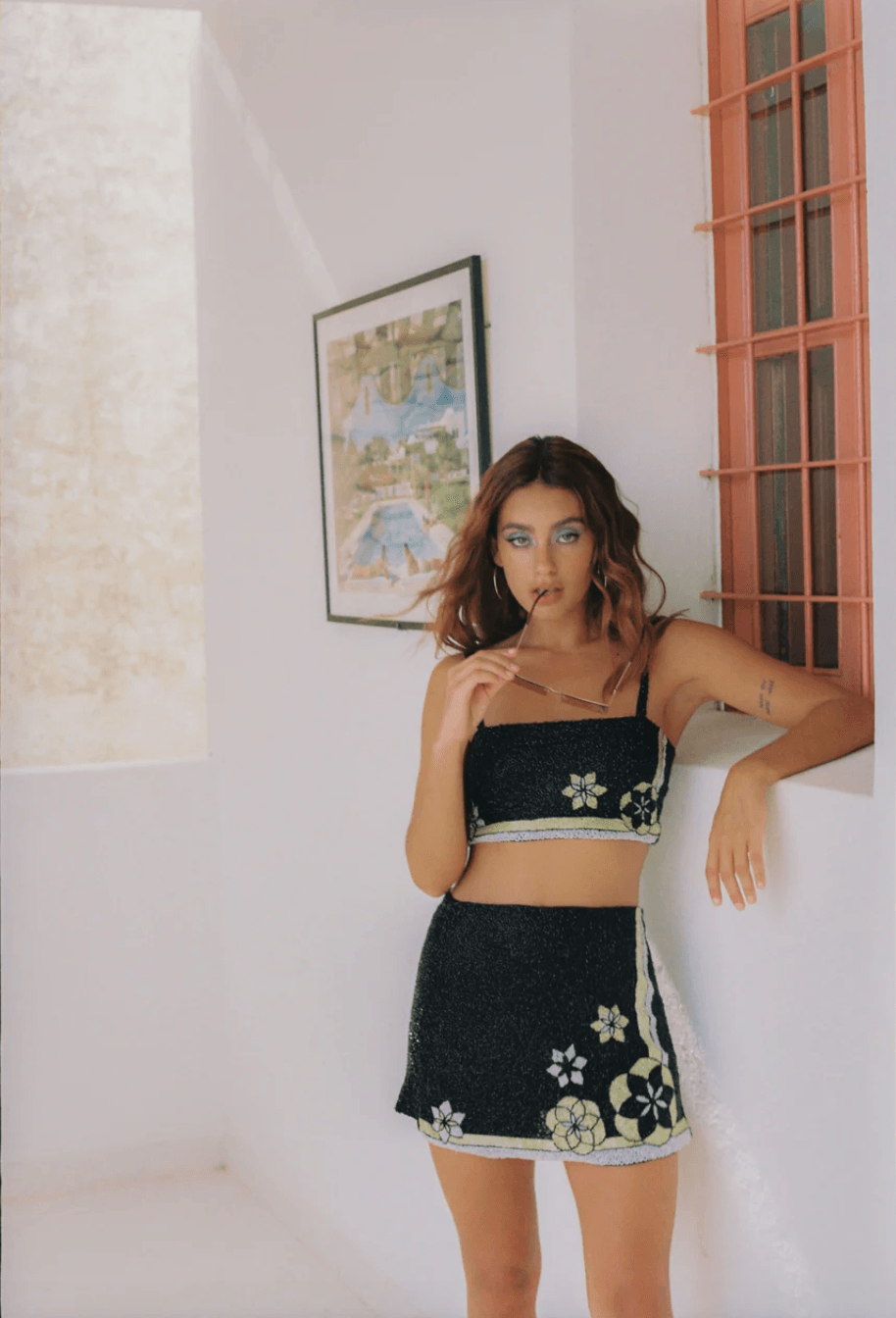 Mei Luxe Embellished Co-ord Set in Black - Endless - UAE Rental and Resale for Women's Fashion