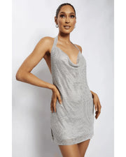 Meilani Low Back Diamante Mesh Mini Dress - Endless - UAE Rental and Resale for Women's Fashion