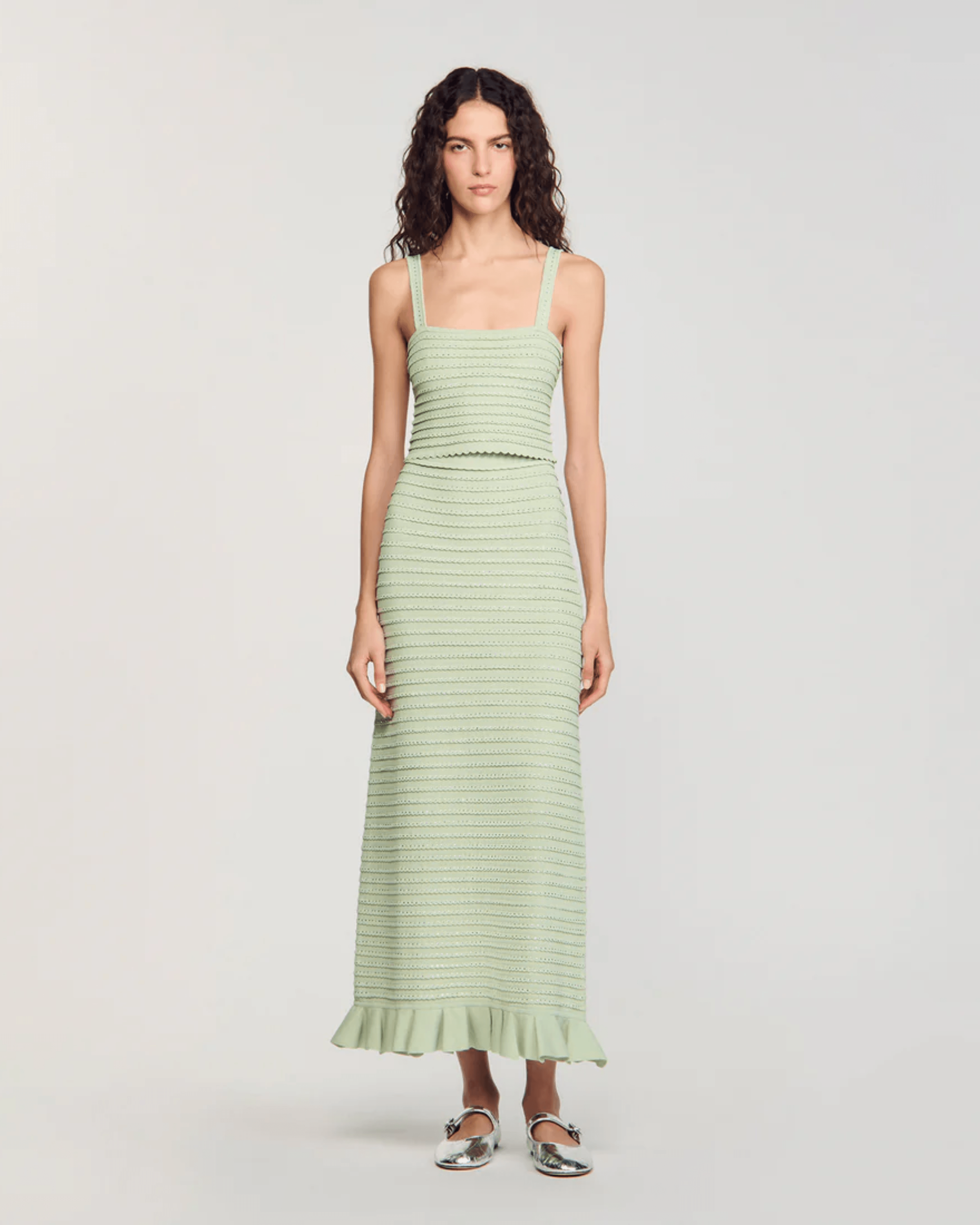 Merveille Crop Knit Top Vert Amande - Endless - UAE Rental and Resale for Women's Fashion