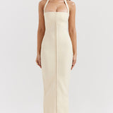 Mia Ecru Halter Maxi Dress