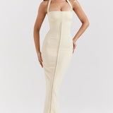 Mia Ecru Halter Maxi Dress