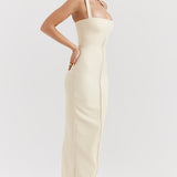 Mia Ecru Halter Maxi Dress