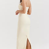 Mia Ecru Halter Maxi Dress