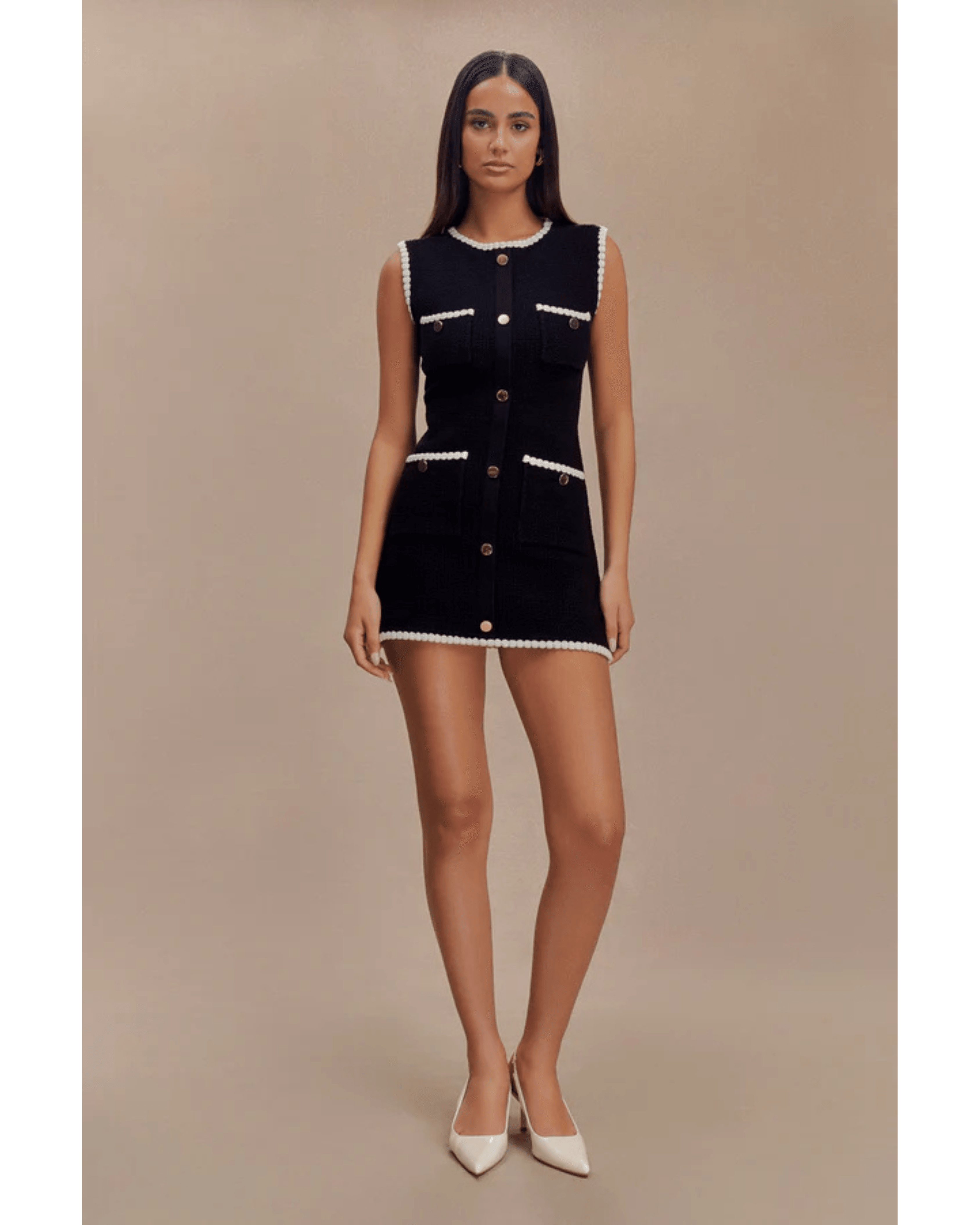 Mia Contrast Knit Mini Dress - Endless - UAE Rental and Resale for Women's Fashion