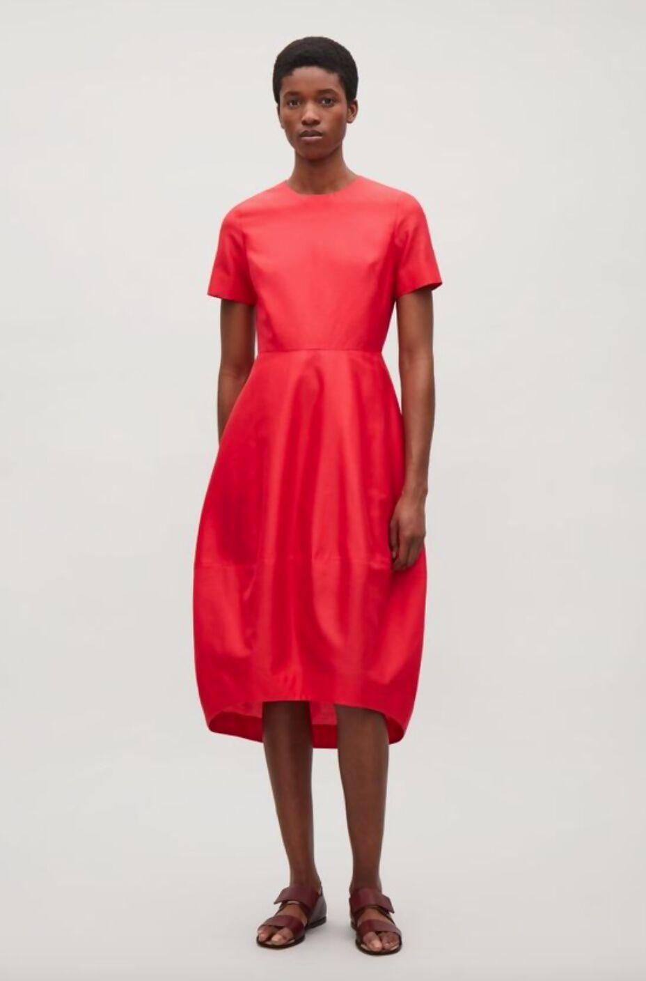 Midi Bubble Dres in Red - Endless