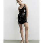 Mini Dress with Metallic Print Black - Endless - UAE Rental and Resale for Women's Fashion