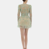 Mint Beaded Lace Mini Dress