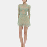Mint Beaded Lace Mini Dress