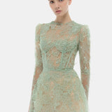 Mint Beaded Lace Mini Dress